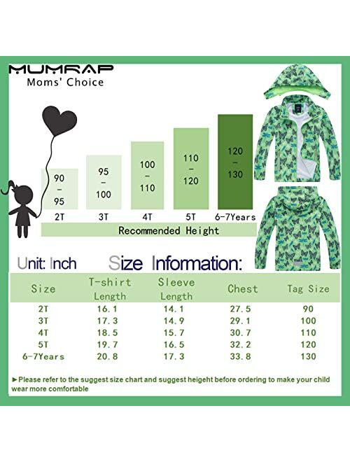 MUMRAP Waterproof Kids Rain Jackets With Hood,Lightweight Toddler Raincoat For Boys GirlsKids Clothes Windbreaker Jacket