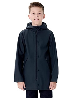 maoo garden Girls Boys Rain Jacket Lightweight Waterproof Raincoat Hooded Lined Long Windbreaker