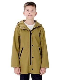 maoo garden Girls Boys Rain Jacket Lightweight Waterproof Raincoat Hooded Lined Long Windbreaker