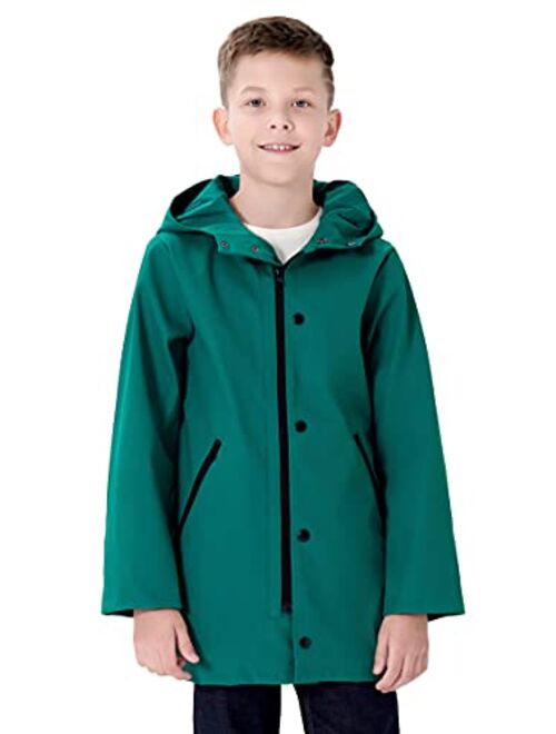 maoo garden Girls Boys Rain Jacket Lightweight Waterproof Raincoat Hooded Lined Long Windbreaker