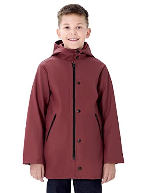 maoo garden Girls Boys Rain Jacket Lightweight Waterproof Raincoat Hooded Lined Long Windbreaker