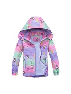 TOP&SKY KIDS Boys Dinosaur Rain Jacket Lightweight Waterproof Raincoats Windbreakers for Kids