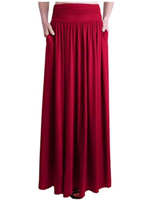 Doublju Women's High Waist Maxi Skirts for Women Long Length Skirts with Pockets