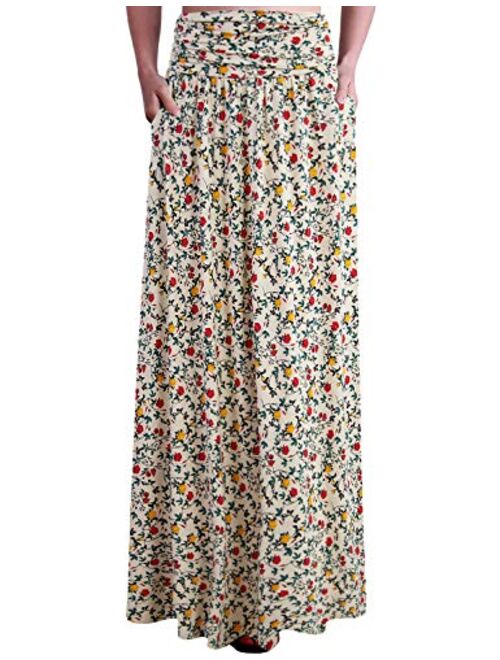 Doublju Women's High Waist Maxi Skirts for Women Long Length Skirts with Pockets