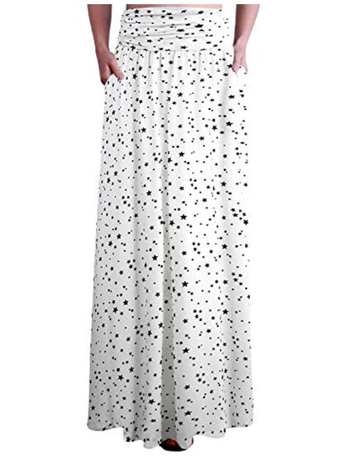 Doublju Women's High Waist Maxi Skirts for Women Long Length Skirts with Pockets