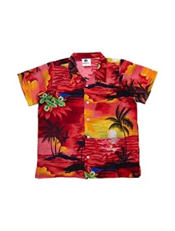 SALTEEBAY Funky Hawaiian Shirt Boys/Kids Sunset Surf Print Aloha