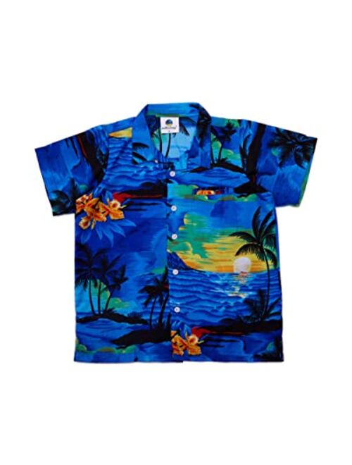 SALTEEBAY Funky Hawaiian Shirt Boys/Kids Sunset Surf Print Aloha