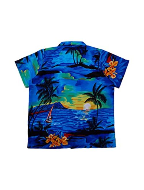 SALTEEBAY Funky Hawaiian Shirt Boys/Kids Sunset Surf Print Aloha