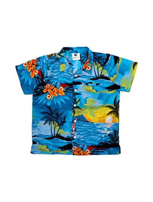 SALTEEBAY Funky Hawaiian Shirt Boys/Kids Sunset Surf Print Aloha