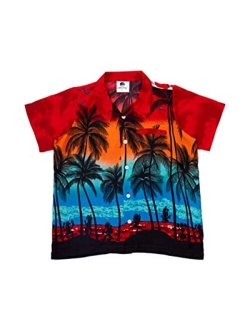 SALTEEBAY Funky Hawaiian Shirt Boys/Kids Beach Palms Print Aloha