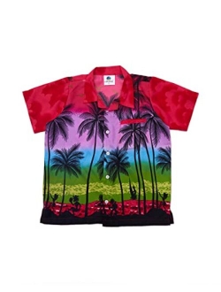 SALTEEBAY Funky Hawaiian Shirt Boys/Kids Beach Palms Print Aloha