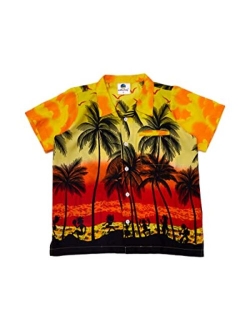 SALTEEBAY Funky Hawaiian Shirt Boys/Kids Beach Palms Print Aloha