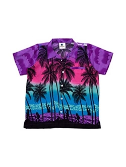 SALTEEBAY Funky Hawaiian Shirt Boys/Kids Beach Palms Print Aloha