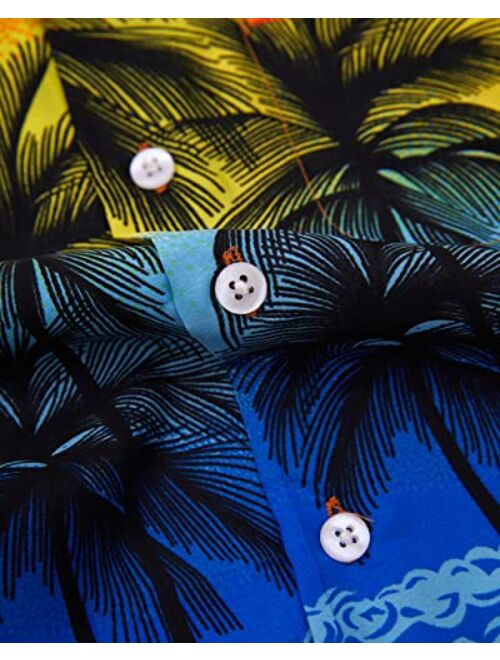 SALTEEBAY Funky Hawaiian Shirt Boys/Kids Beach Palms Print Aloha