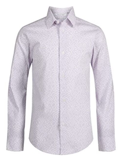 Boys' Long Sleeve Patterned Dress Shirt, Style with Buttoned Cuffs