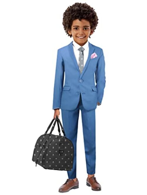 Black n Bianco Boys Slim Fit Suit Rosefia Style Five Piece Set