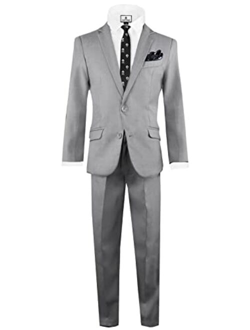 Black n Bianco Boys Slim Fit Suit Rosefia Style Five Piece Set