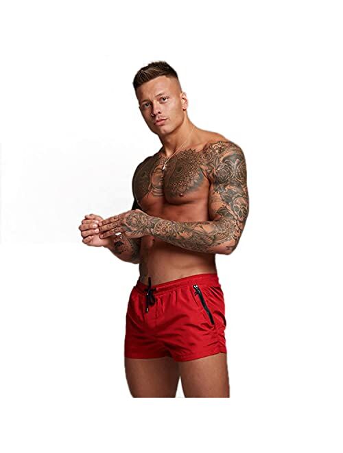 Redqenting Men’s Swim Trunks Quick Dry Funny Swim Shorts Board Shorts with Triangle Mesh Lining （Regular & Extended Sizes