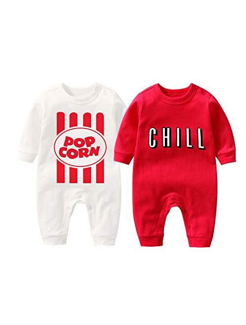 YSCULBUTOL Baby Bodysuit Yummz Tomato Ketchup Mustard Red Yellow Twins Set Boys Girls Clothes Twins Baby Outfits