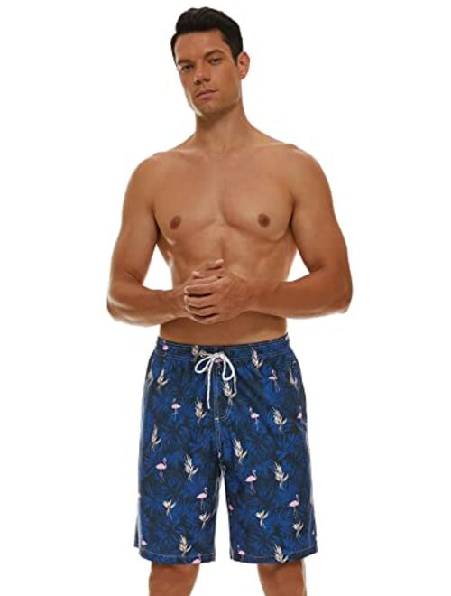 SILKWORLD Men's Swim Trunks Quick Dry 9" Bathing Suit Mesh Lining Swimwear with Pockets