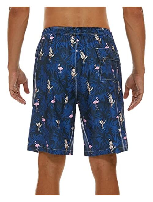 SILKWORLD Men's Swim Trunks Quick Dry 9" Bathing Suit Mesh Lining Swimwear with Pockets