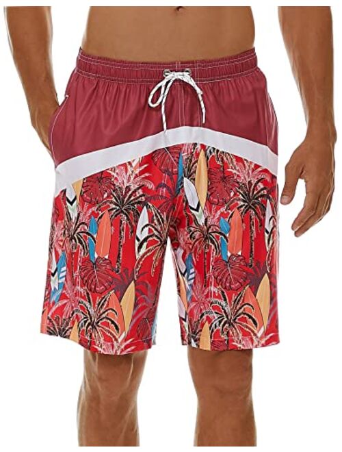 SILKWORLD Men's Swim Trunks Quick Dry 9" Bathing Suit Mesh Lining Swimwear with Pockets