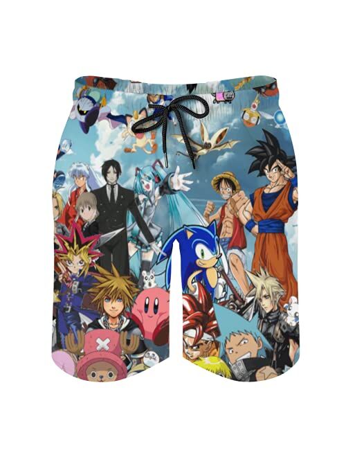 Xxtigk Anime Men's Beach Shorts, Funny Summer Swim Trunks Quick Dry Board Shorts