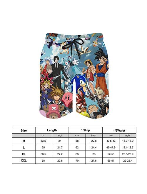 Xxtigk Anime Men's Beach Shorts, Funny Summer Swim Trunks Quick Dry Board Shorts