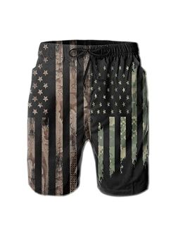 BBggyh American Flag Swim Trunks Quick Drying Men's Swim Trunks Flag Board Shorts Swimming Trunks with Mesh Lining