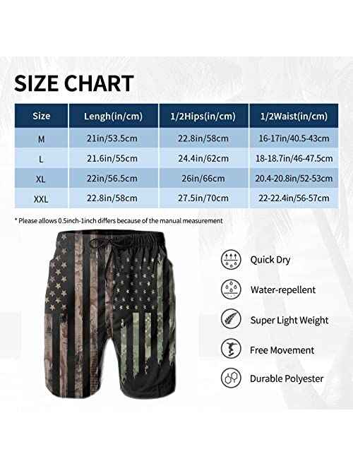 BBggyh American Flag Swim Trunks Quick Drying Men's Swim Trunks Flag Board Shorts Swimming Trunks with Mesh Lining