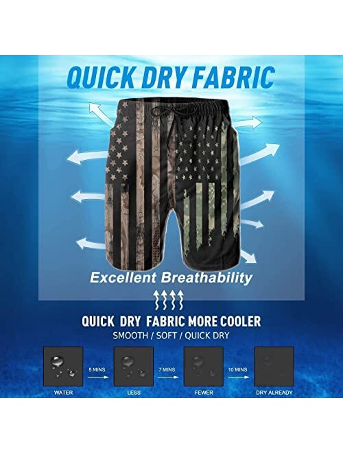 BBggyh American Flag Swim Trunks Quick Drying Men's Swim Trunks Flag Board Shorts Swimming Trunks with Mesh Lining