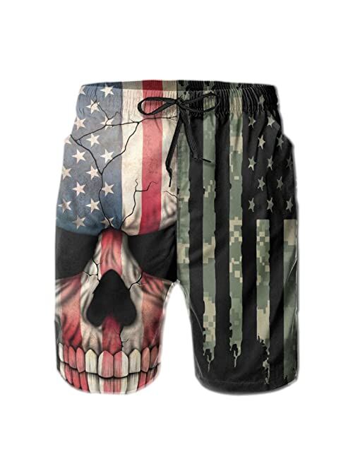 BBggyh American Flag Swim Trunks Quick Drying Men's Swim Trunks Flag Board Shorts Swimming Trunks with Mesh Lining