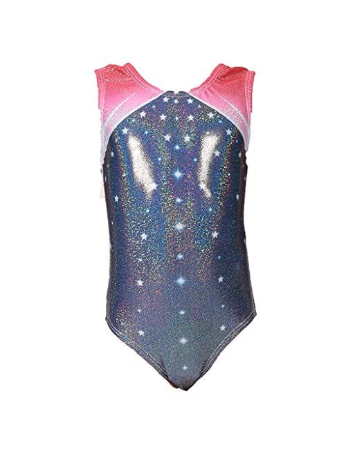 Aosva Gymnastics Leotards for Little Girls One-piece Sparkle Colorful Rainbow Dancing Athletic Leotards 2-13Years