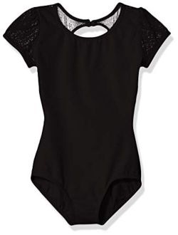 girls Puff Sleeve Keyhole Back Leotard