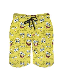 Xxtigk Cartoon Men's Beach Shorts, Funny Summer Swim Trunks Quick Dry Board Shorts