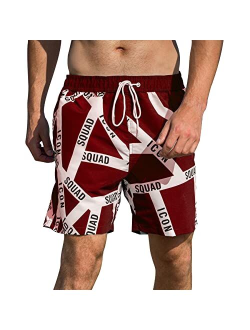 SUNDAY ROSE Men's Swim Trunks Quick Dry Beach Shorts Bathing Suits with Mesh Lining Board Shorts S-XXL