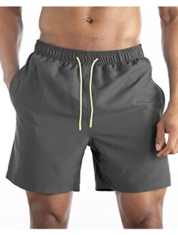 JIEFULL Mens Swim Trunks Quick Dry Beach Shorts with Pocket and Mesh Lining Surfing Shorts