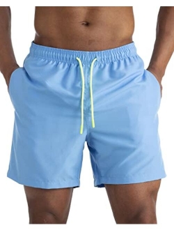 JIEFULL Mens Swim Trunks Quick Dry Beach Shorts with Pocket and Mesh Lining Surfing Shorts