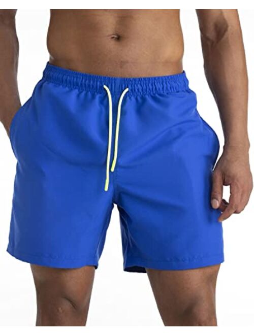 JIEFULL Mens Swim Trunks Quick Dry Beach Shorts with Pocket and Mesh Lining Surfing Shorts