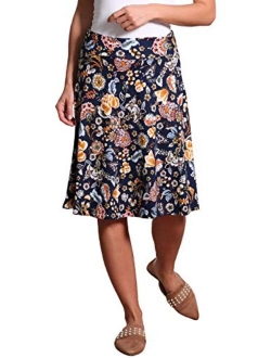 Popana Womens Casual Knee Length A-Line Stretch Midi Skirt Plus Size Made in USA