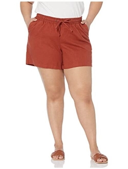 Women's 5" Inseam Drawstring Linen Blend Short (Available in Plus Size)