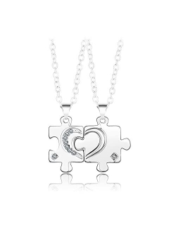 VGWON Matching Necklace for Couples, Couples Love Puzzle Necklace Set for Him Her, Gifts for Boyfriends and Girlfriends