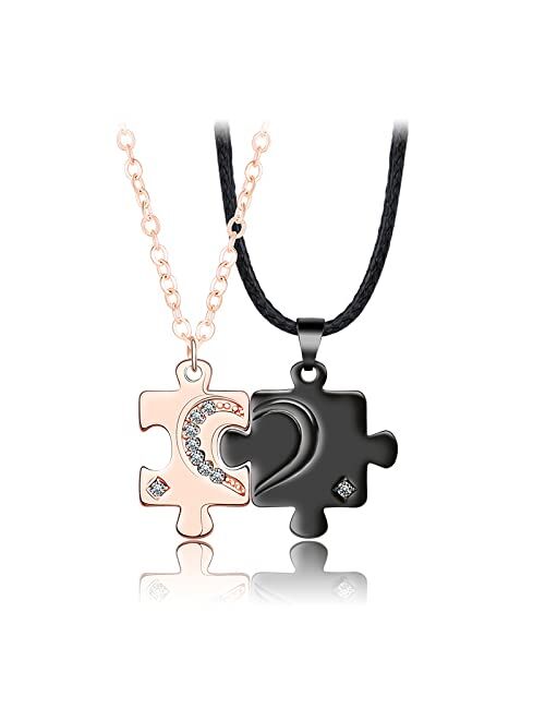 VGWON Matching Necklace for Couples, Couples Love Puzzle Necklace Set for Him Her, Gifts for Boyfriends and Girlfriends