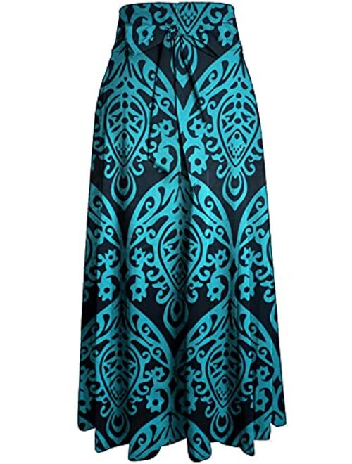 RANPHEE Women's Ankle Length High Waist A-line Flowy Long Maxi Skirt with Pockets