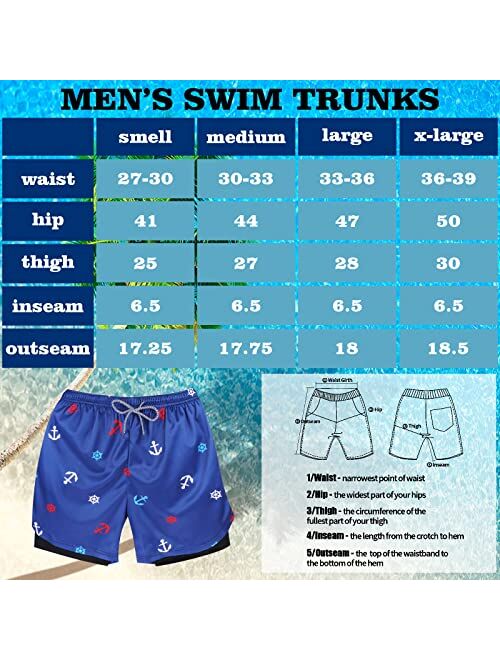 Iminfit Mens Swim Trunks Mens Bathing Suit Mens Swim Trunks with Compression Liner Quick Dry Beach Shorts with Pockets for Swimming