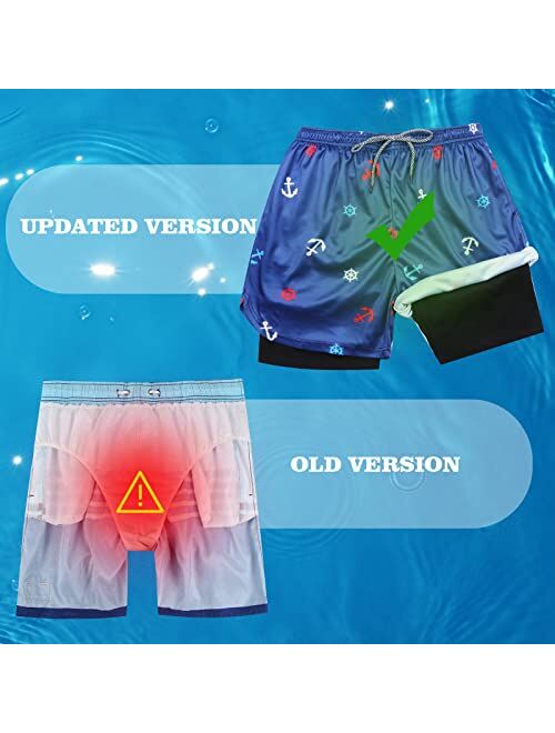 Iminfit Mens Swim Trunks Mens Bathing Suit Mens Swim Trunks with Compression Liner Quick Dry Beach Shorts with Pockets for Swimming