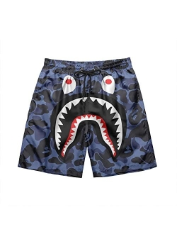 LHSCVJSEKL Bape Shorts Bape Swim Trunks Quick Dry Drawstring Swim Trunks with Pockets and Mesh Lining Hip Hop Swim Trunks