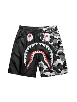 LHSCVJSEKL Bape Shorts Bape Swim Trunks Quick Dry Drawstring Swim Trunks with Pockets and Mesh Lining Hip Hop Swim Trunks