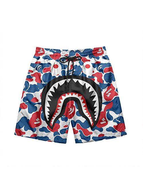 LHSCVJSEKL Bape Shorts Bape Swim Trunks Quick Dry Drawstring Swim Trunks with Pockets and Mesh Lining Hip Hop Swim Trunks