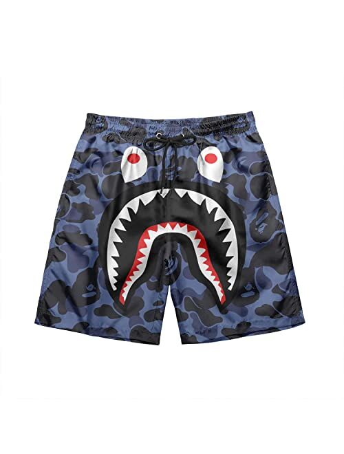 LHSCVJSEKL Bape Shorts Bape Swim Trunks Quick Dry Drawstring Swim Trunks with Pockets and Mesh Lining Hip Hop Swim Trunks